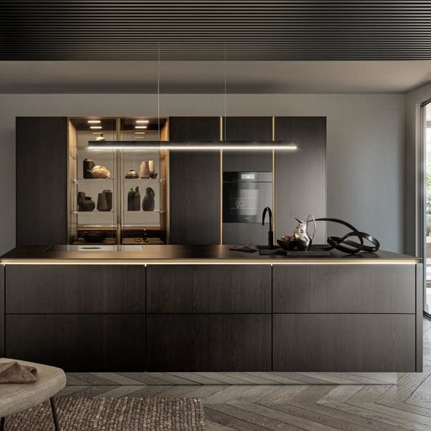 Custom Modern Flat-Pack 3D Kitchen Cabinets Free Shipping High-Rise Architect-Specified Joinery With Glass Door Sink Bulk Order