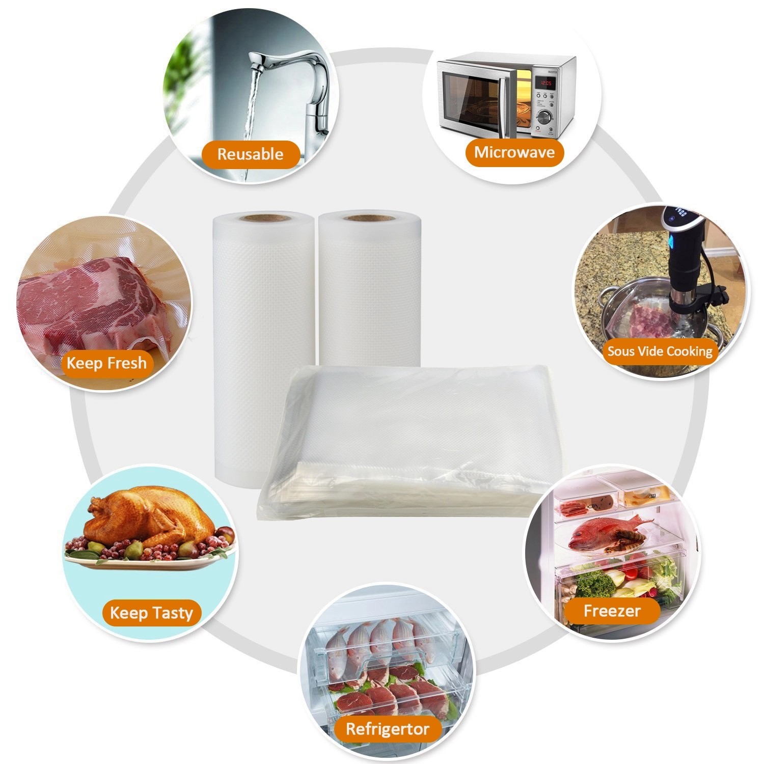 Hot Dog 90 Microns Heat Seal Vacuum Packaging Pouch