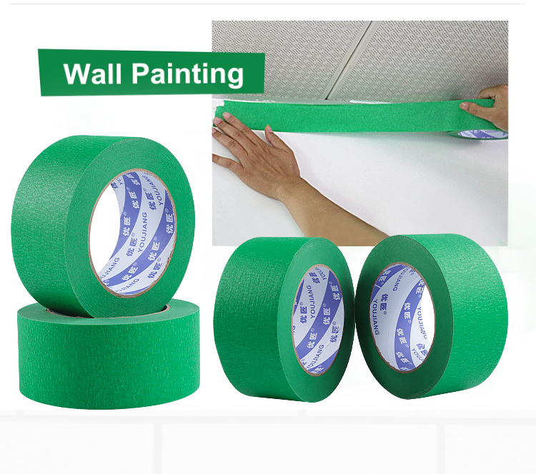 50m 18m Custom Length Green Masking Tape For Fine Arts Painting Protection