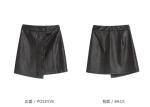 Black PU Skirt Ladies Dress Skirt Short Style Pleather Slim Dress button through