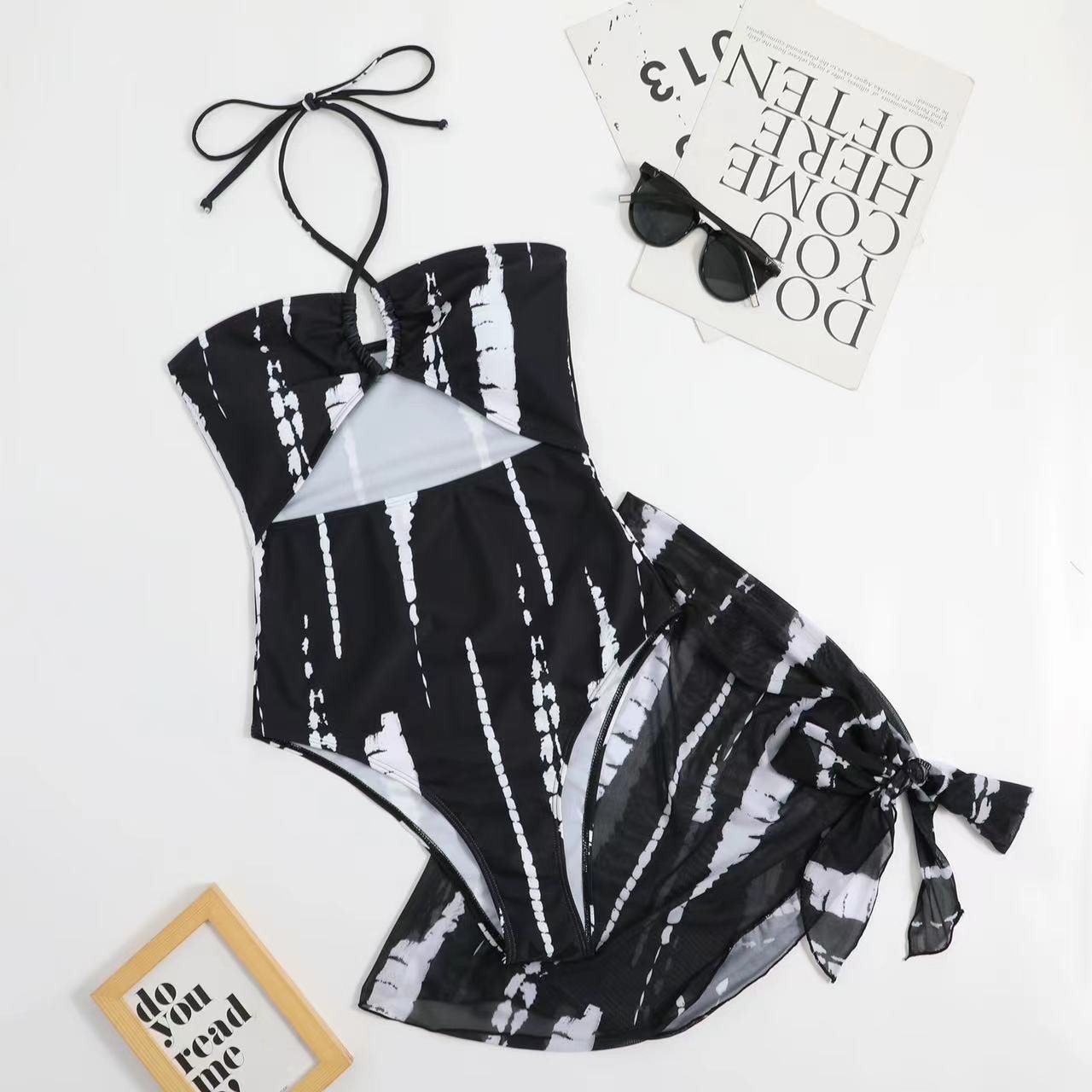 black style swimwear two pieces ,Rainbow colour Sexy full Size Ladies Swimwear ,nylon fabric UPF 50++