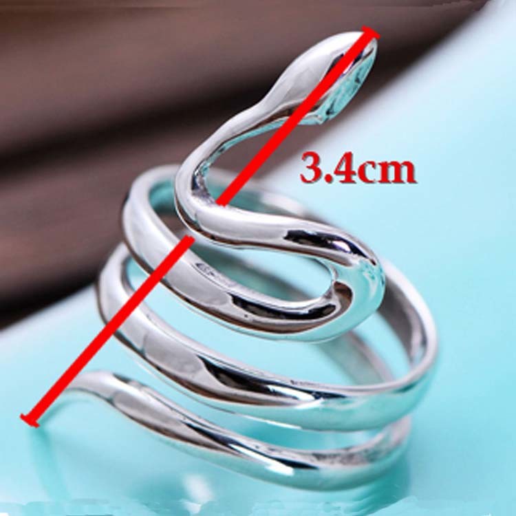 Sterling Silver Snake Wrap Ring Plain Polished Wide Women Jewelry(058262)