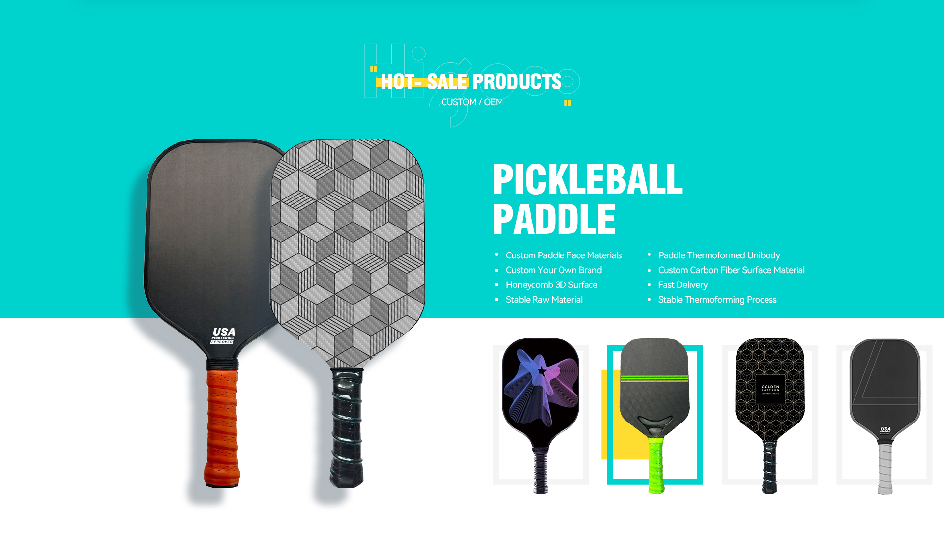 40*20*1.4 cm Length Custom LOGO Carbon Fiber Pickleball Paddle Set with USAPA PP Core