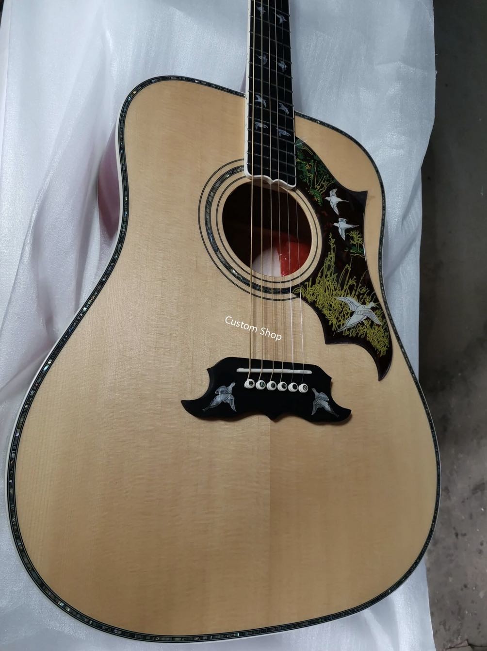 Custom Dark Brown Burst Solid Wood OM-42 / 45 Style Acoustic Guitar
