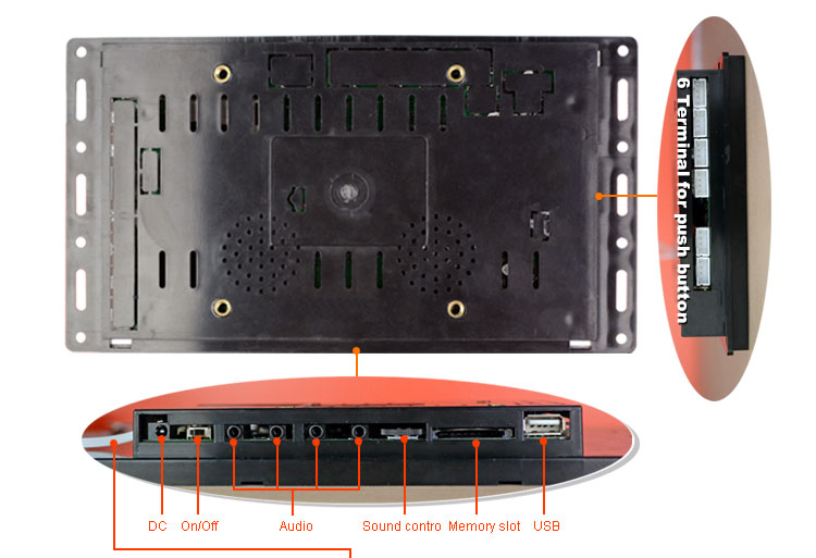 7 Inch Open Frame LCD Display , Motion Sensor LCD Monitor Desktop Mount