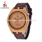 2017 Men Wood Watch Made Out Black Sandal Wood Handmade Leather Strap Digital