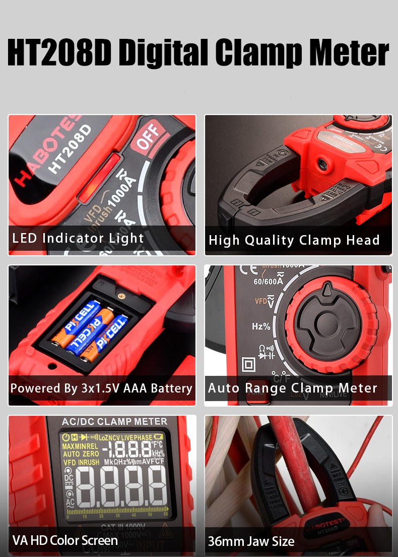 Handheld Digital Power Smart Clamp Meter 1000 Amp 1000v