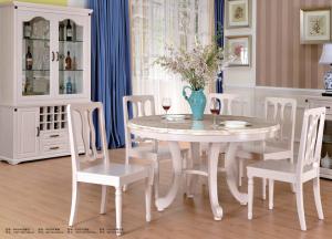 China Royal European Contemporary Furniture White Dining Table And Chairs wholesale