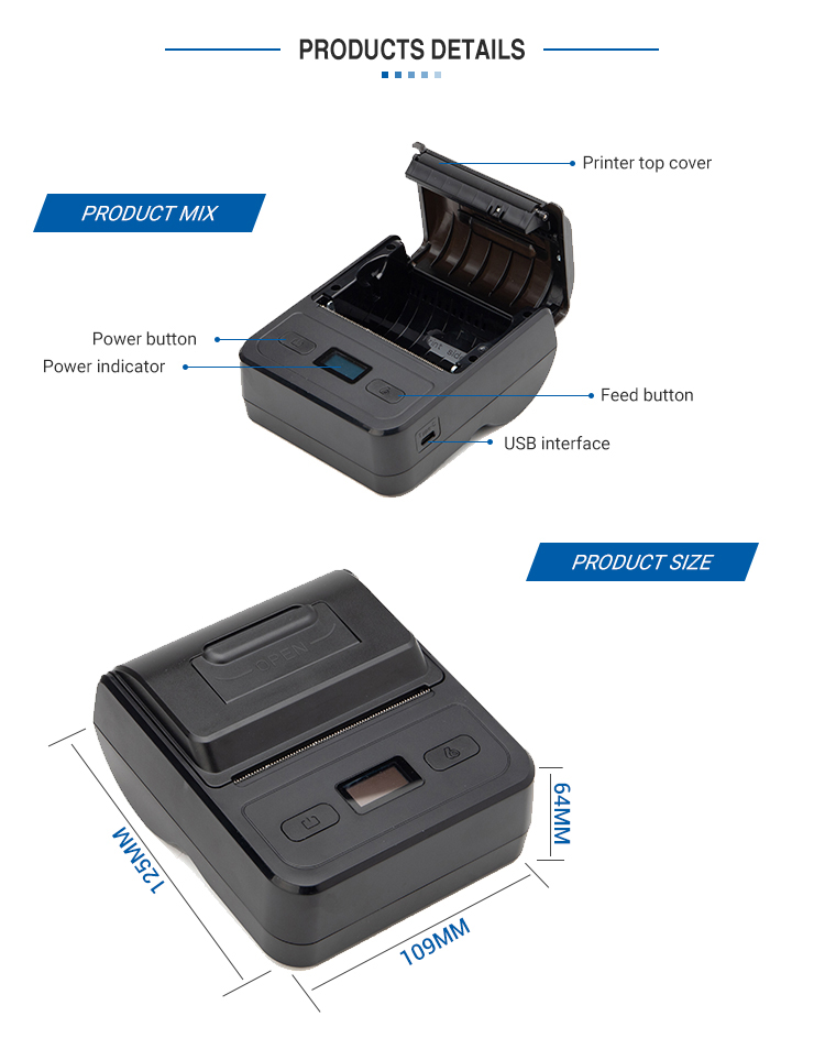 Max. Resolution 203 Dots/line Wireless Thermal Receipt Printer for Fast Transactions