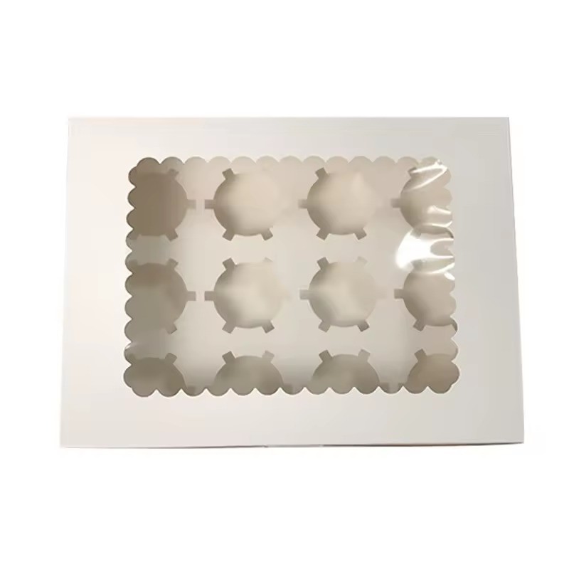 Custom Food Grade Kraft Folding Transparent Window Bakery Cupcake Box And Packaging With Paper Insert
