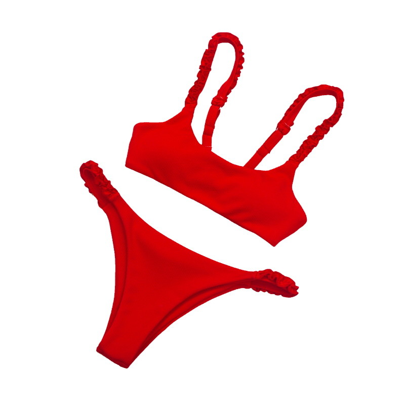 Tiered Layer Tie a Knot Front Top With Low waist Bikini swimsuit high cut