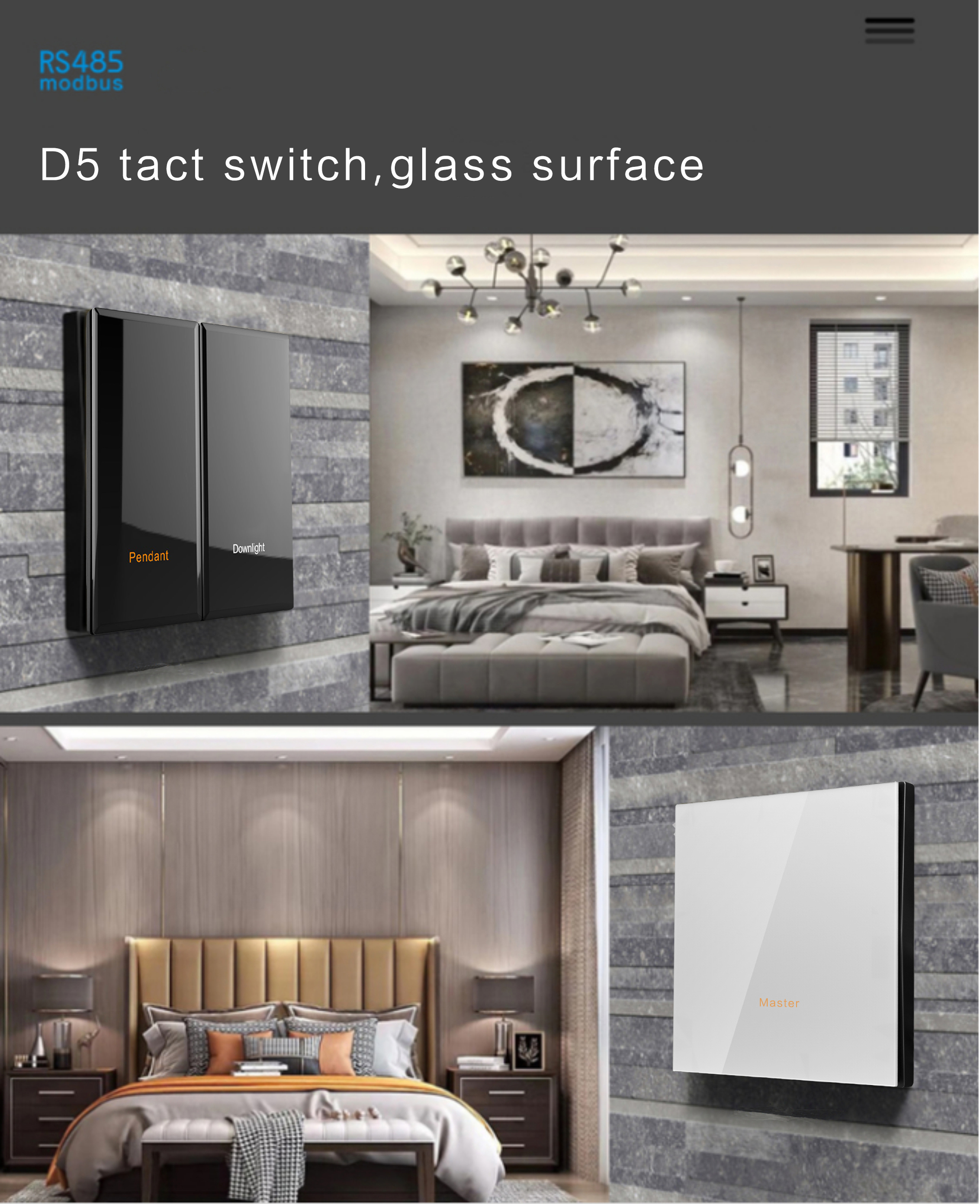 Smart RS485 Programmable Wall Switch Digital Push Button Tact Switch