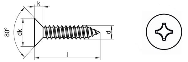 SS410 Flat CSK Head Phillips Cross Drive Coarse Thread Self Tapping Wood Screws Sheet Metal
