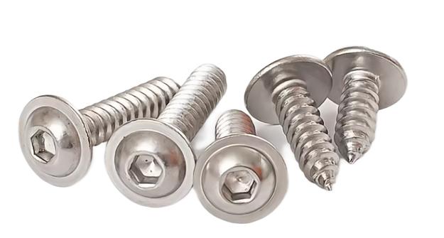 Black Round Head Self-Tapping Screw with Hex Socket Drive Metric Stainless Steel