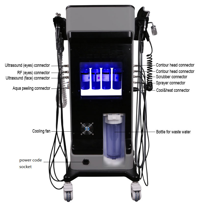 8 In 1 Skin Scrubber H2O2 Bubble Machine Hydrafacial Aqua Peel Hydra Dermabrasion Oxygen Spray Removes Wrinkles