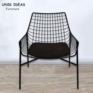 China Event Black Metal Wedding Chairs Iron Dining Chairs With Cushion Cafe Bar wholesale