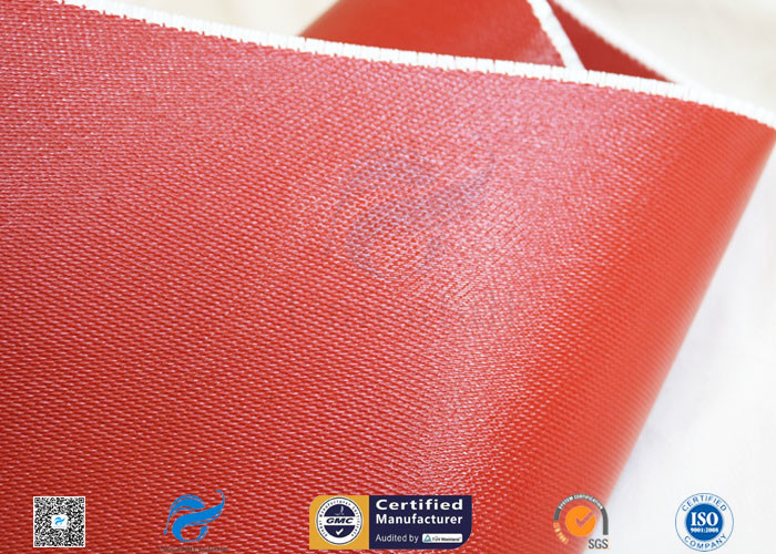 1mm Bright Red Silicone Coated Fiberglass Cloth For Thermal Insulation Jacket