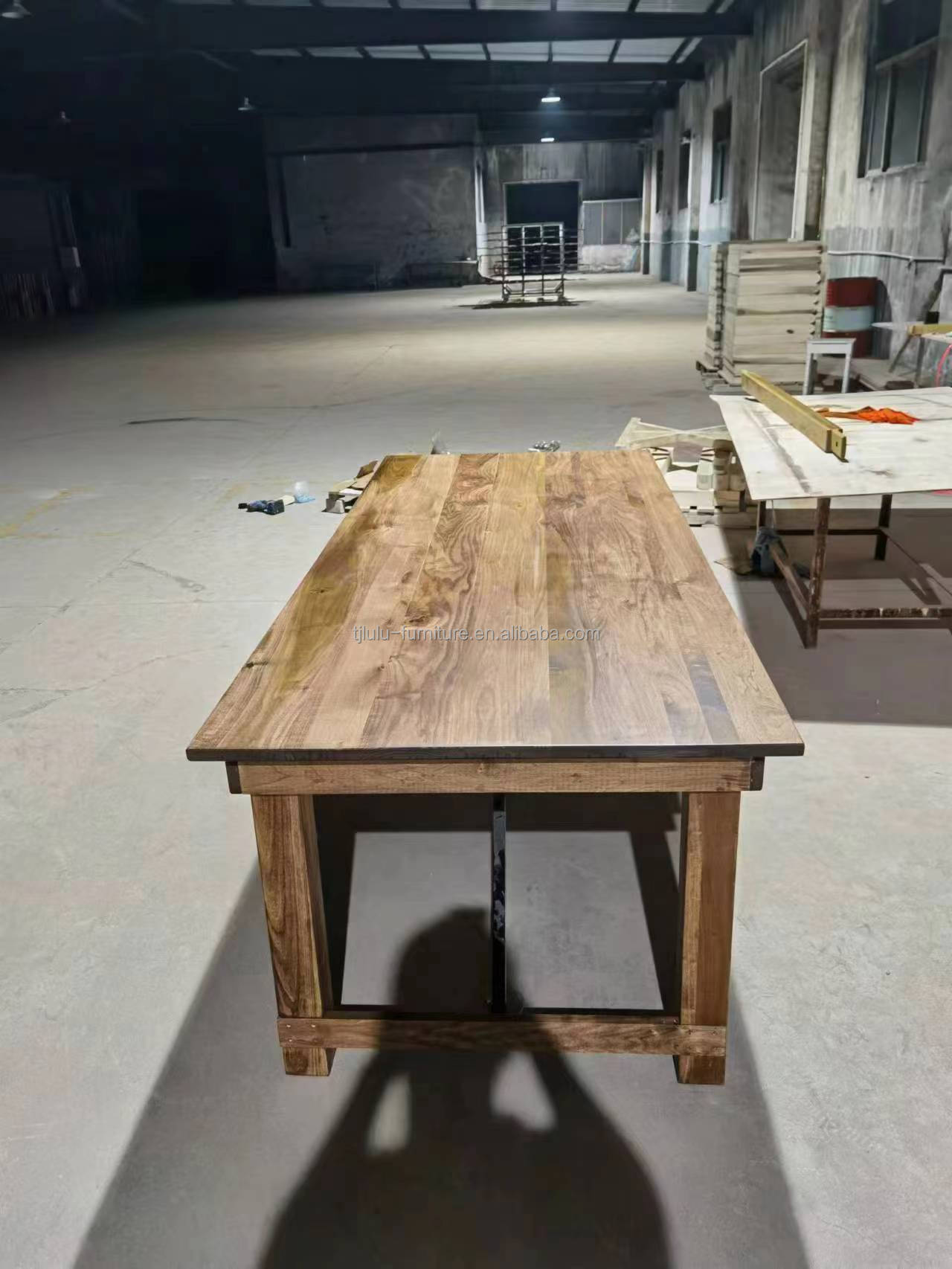 Wholesales Banquet Hotel Home Foldable Solid Pine Wood Farm Table and Bench in Luxury Classic Style with Mail Packing Y