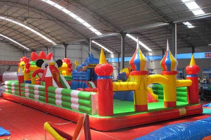 Durable Inflatable Fun City / Bouncy Castle Playground For Kindergarten