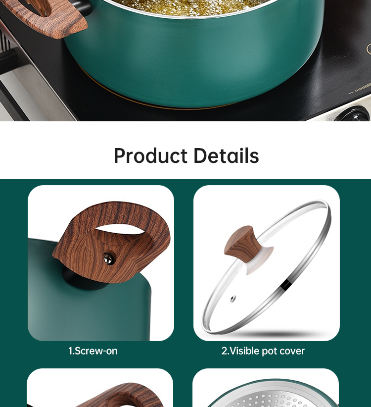 Hot Selling 20cm 24cm Korean Cookware Kitchen Non Stick Cooking Pot Aluminum Soup Stock Pot With Glass Lid