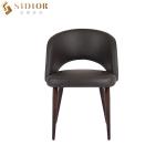 Upholstered Scandinavian Leather Dining Chairs brown color SGS approved