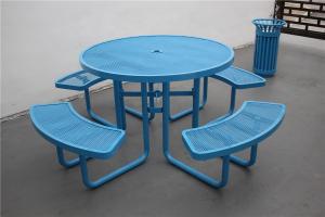 China Commercial Steel Outdoor Picnic Tables And Chairs Round Shape wholesale