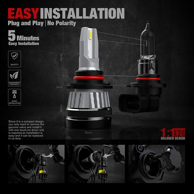 H3 H7 H11 100w 9006 Headlight Bulbs High Beam 6000K Color Temperature
