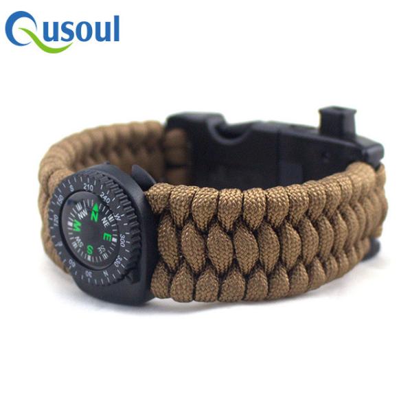 New design Survival Rope Bracelet With Thermometer, SOS Led light, firestar,