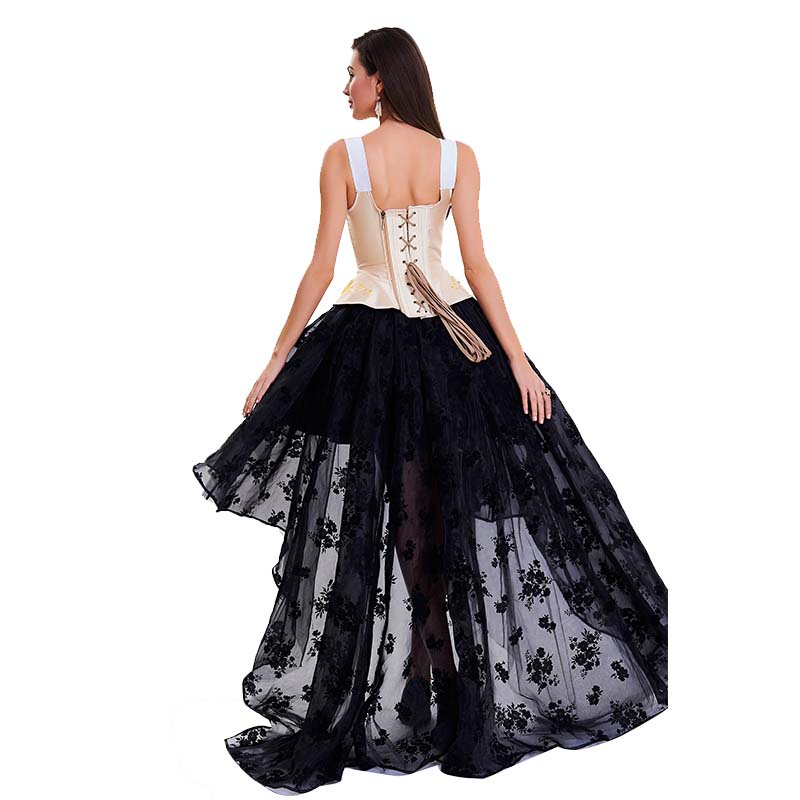 Yellow Vest Flower Printed Vintage Corset back