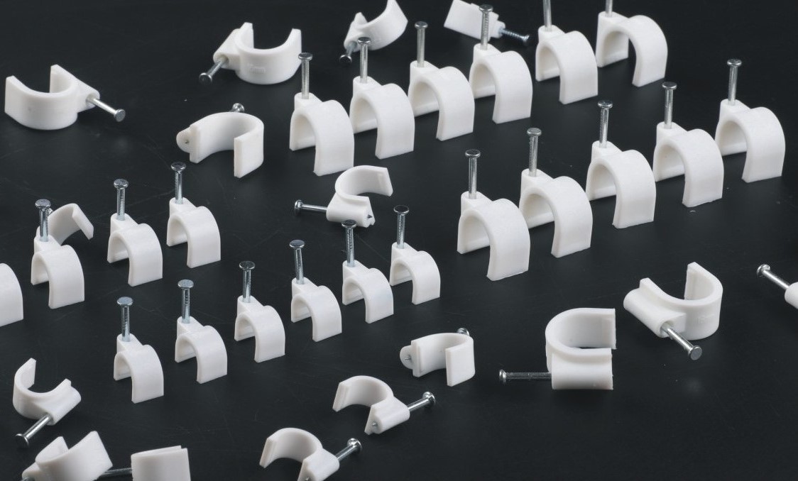 Cable Clips plastic round and flat type for fixing wire with nail