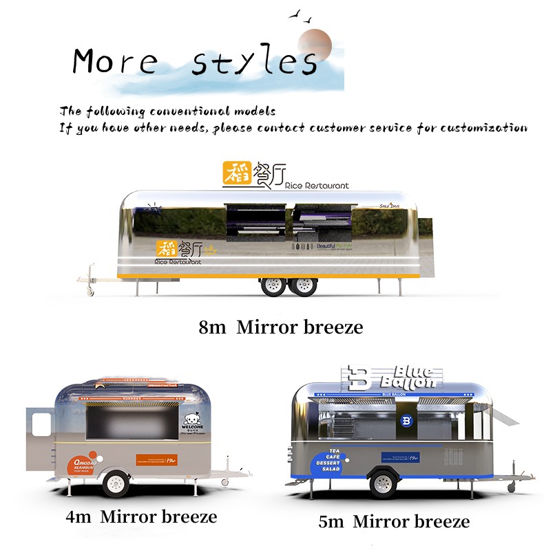 Vacuum Tyre Mobile Food Carts with Grilled Sausage Machine and Stainless Steel Design