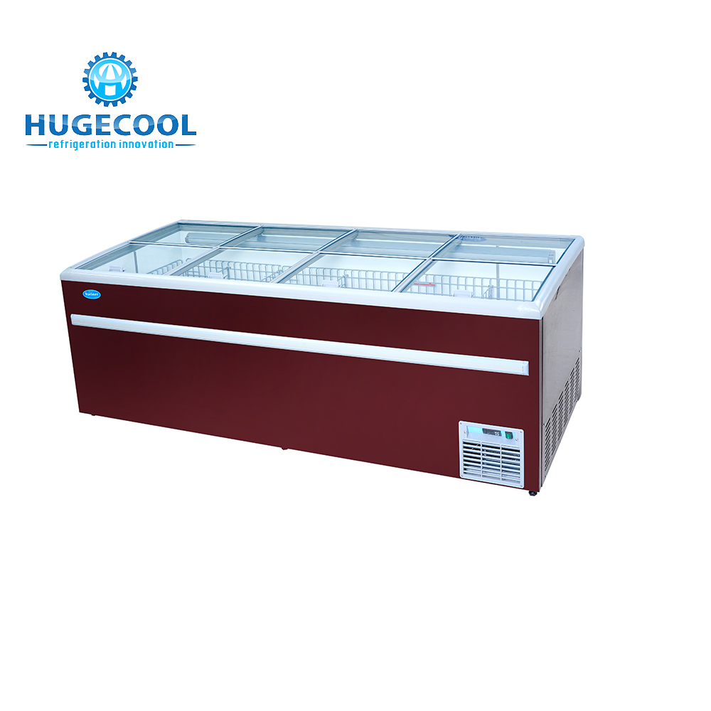 Supermarket Commercial Display Fridges , Refrigerated Display Cabinet With Double Glass Door