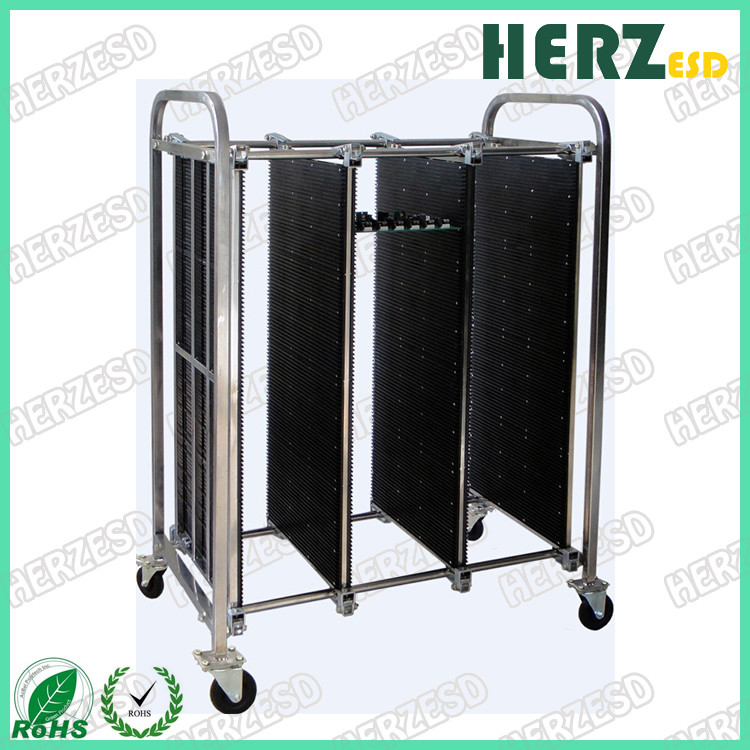 Pressure Plugs Fixed ESD Storage Racks / PCB Trolley Capacity Slot 100 Pcs