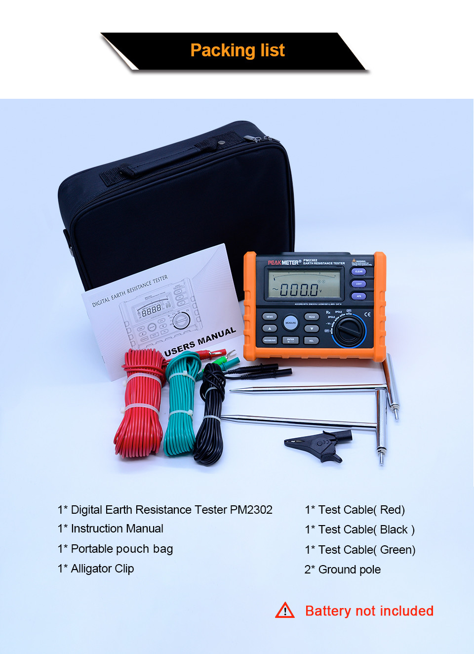 High Performance Earth Ground Resistance Tester 0 Ohm - 4000 Ohm Measurement