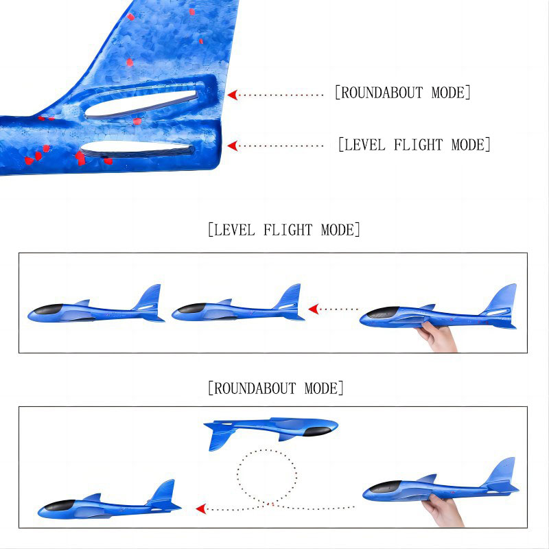 48cm Large Epp Foam Hand Thrown Airplane Toy Unisex Double Hole Whirlpool Model Glider