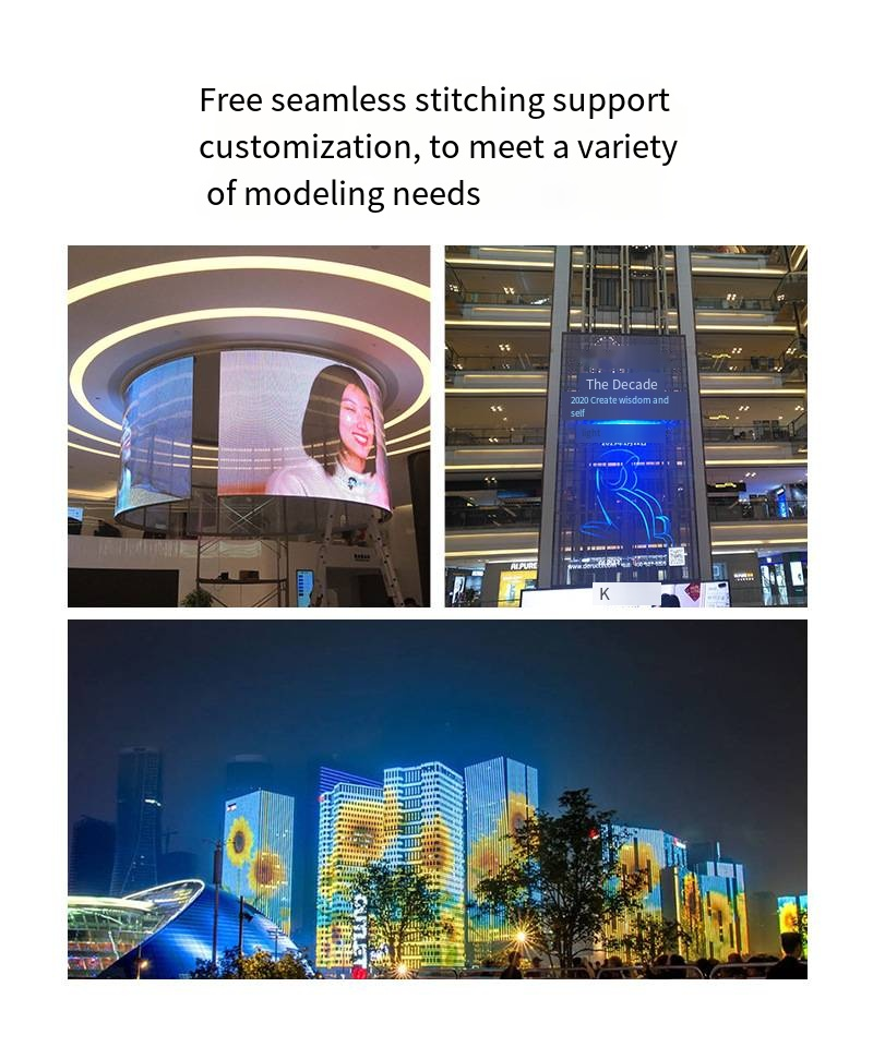Box Grille Transparent Film Screen Self Adhesive Advertising LED Grille Display