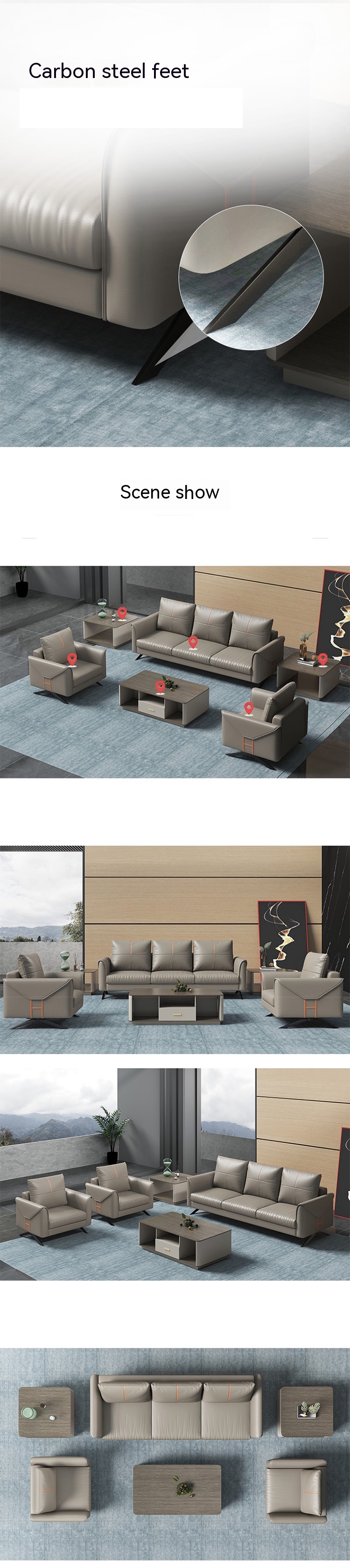 Modern Office Furniture Comfortable and Beautiful Sectional Sofa Set for Three Seater