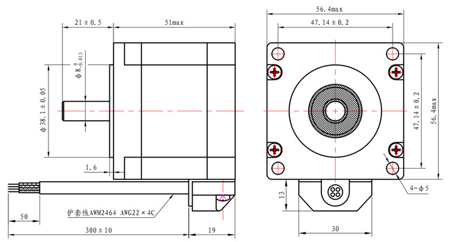 2.5A 51mm Waterproof Stepper Motor 1.11N.M Nema 23 Step Motor
