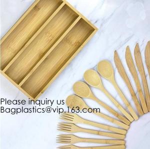 China 12-Piece Reusable Bamboo Flatware Set with Portable Storage Case,Chopping Board,Cheese Board,Pizza Board,Drawer Organzie wholesale