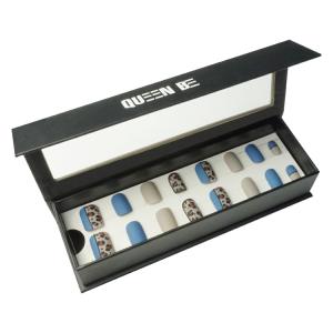 China Private Label Fake Nail Packaging Boxes Magnetic Closure With Clear Pvc Window wholesale