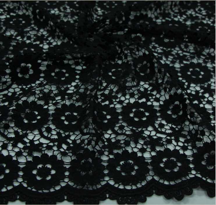 Black Geometrics Chemical Lace Embroidery Fashion fabric for Garment Accessories