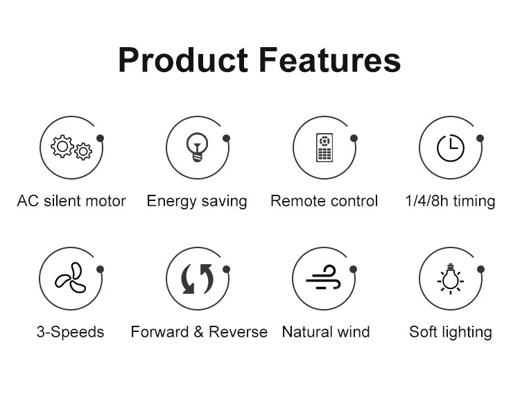 Simple 42 inch 220v Ceiling Fan with Remote Control Support Dimmer Yes 3 Color LED Light