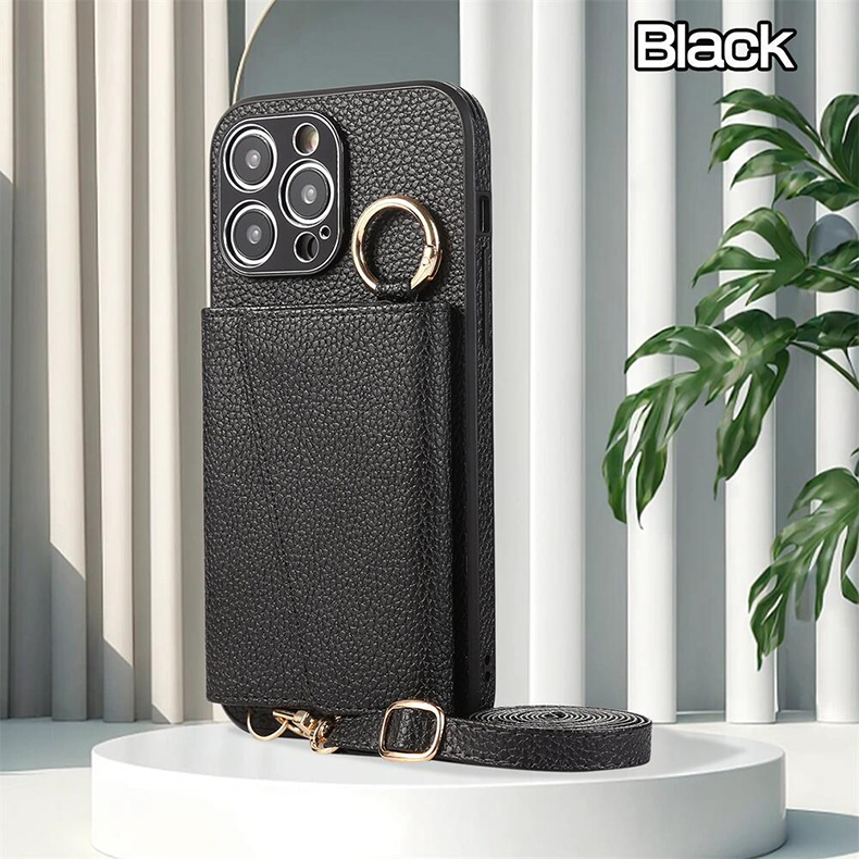 iPhone 14 15 Pro Max Vegan Cellphone Bag Crossbody with Removable Shoulder Strap and Card Holder