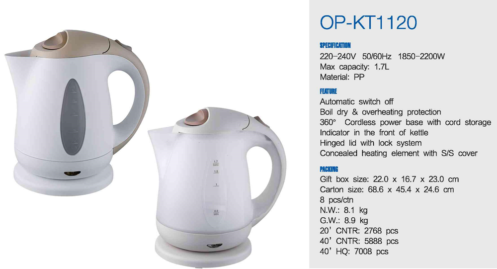 Auto Shut-off Electric Water Kettle with Fast Heating Speed and Electric Power Source