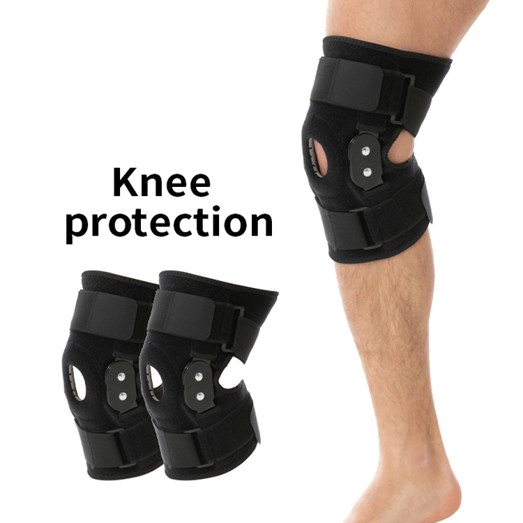 Adjustable Compression Wrap Patella Gel Pads Knee Brace With Metal Side Stabilizers