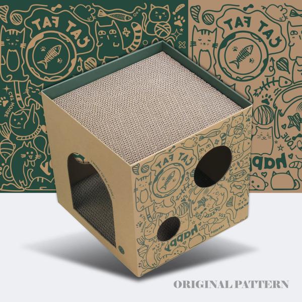 Customized Christmas Cat Playhouse with Scratcher Eco-Friendly Corrugated Paper Indoor Cat House for Pets & Dogs
