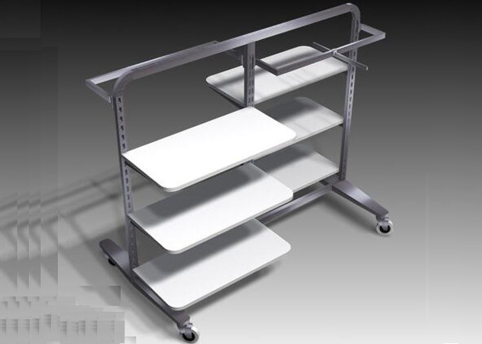 Island Style Clothing Display Rack With Metal Power Coated And Wooden Shelf