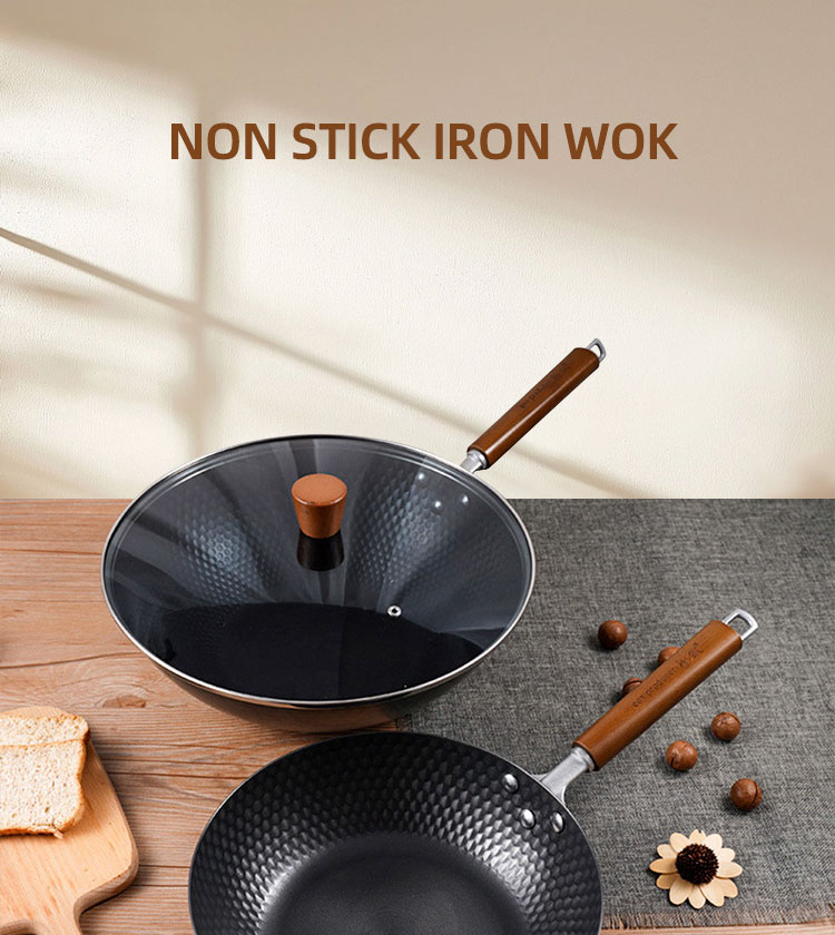 Best Selling Cast Iron Cooking Pan Black Extra Large Wok Cocina Non-Stick Frying Pan Kitchen Wok Pan