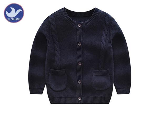 Unisex Cable Knitting Girls Cardigan Sweaters , Toddler Girl Black Cardigan 2