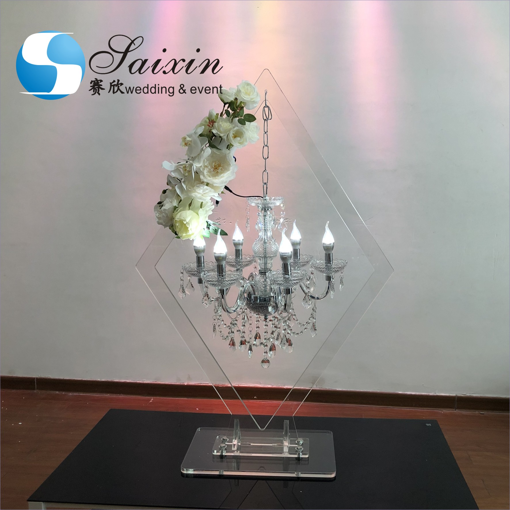 160CM wedding standing flower arrangements square gold black white